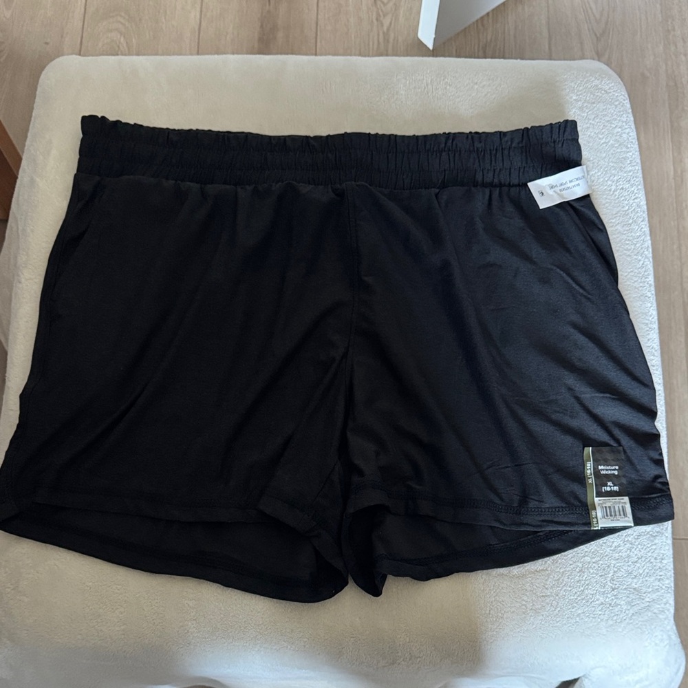 Women's Black Athletic Lounge Shorts with Elastic Waist